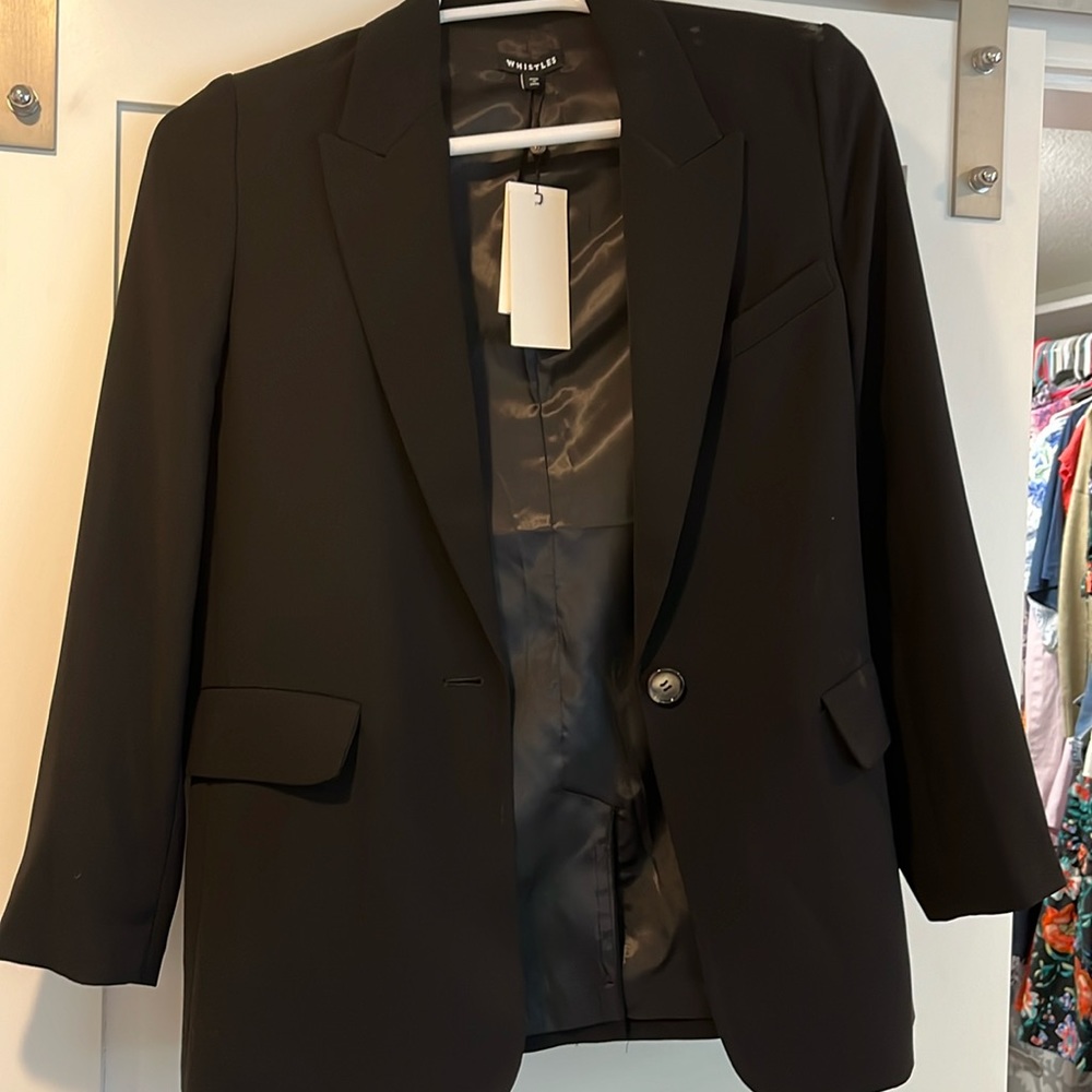 Whistles Crepe Boyfriend Blazer - Black NWT